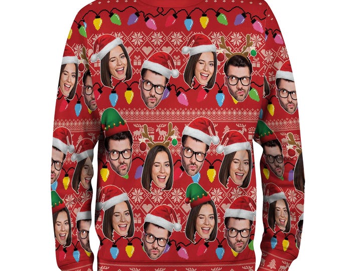 Custom Face Christmas Sweatshirt For Men Women, Custom Ugly Sweatshirt, Personalized Pet Christmas Sweatshirt, Funny Custom Face Sweatshirt