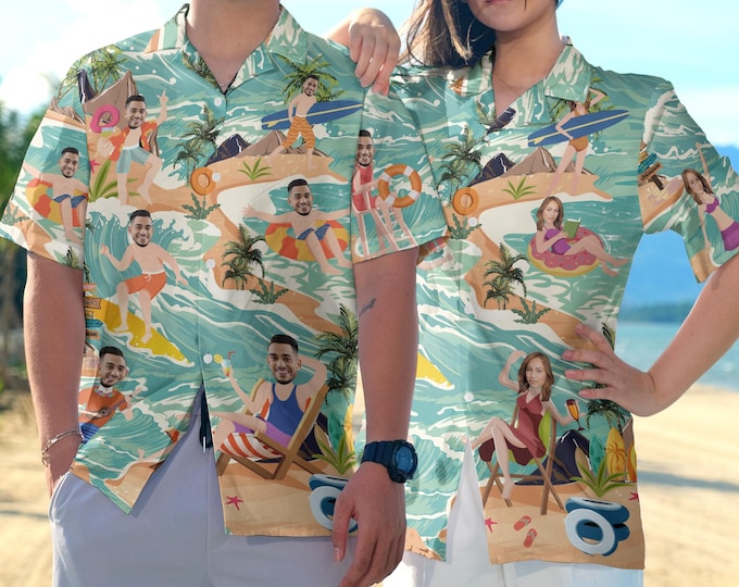 Personalized Aloha Hawaiian Shirt, Banchelor Hawaii Shirt for Men Women, Custom Hawaiian Shirt With Face, Funny Custom Hawaiian Beach Party