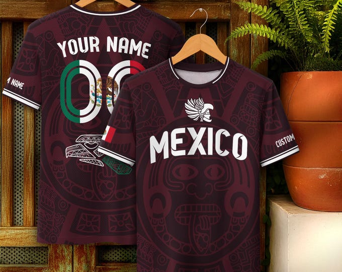 Personalized Mexican Soccer Shirts for Men & Kids, Mexico Soccer Jersey Custom Name Number, Soccer Fan Gifts, Game Day Football Jerseys