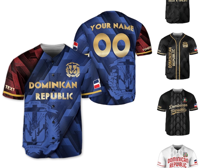 Personalized Dominican Baseball Jersey, Custom Name Dominican Jersey Gift For Men, Custom Dominican Baseball Jersey, Baseball Jersey Men