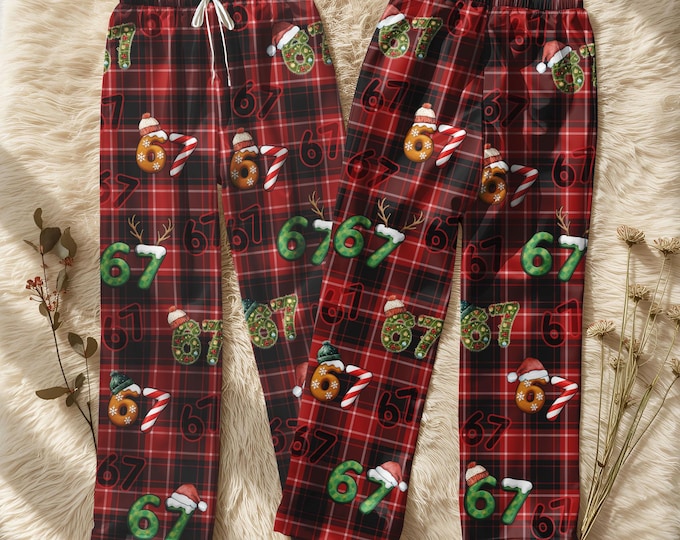67 Christmas Pajama Outfit, Six Seven Meme Sleep Pants, Funny Holiday Loungewear, Family Festive Nightwear Set