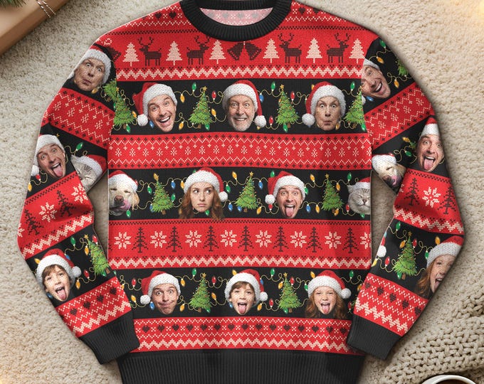 Custom Face Family Christmas Sweater for Men, Women & Kids, Custom Ugly Sweatshirt with Photo, Funny Christmas Jumper Trending Holiday