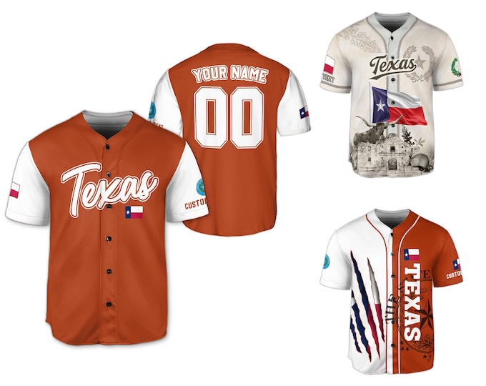 Personalized Texas Baseball Jersey, Custom Name Number Texas Baseball Jersey, Texas Jersey Men, Texas Jersey Baseball, Baseball Team Jersey
