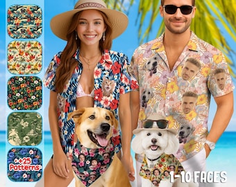 Custom Hawaiian Shirt With Face, Personalized Aloha Hawaiian Shirt, Customize Face for Pet Men Women, Funny Custom Hawaii Beach Party