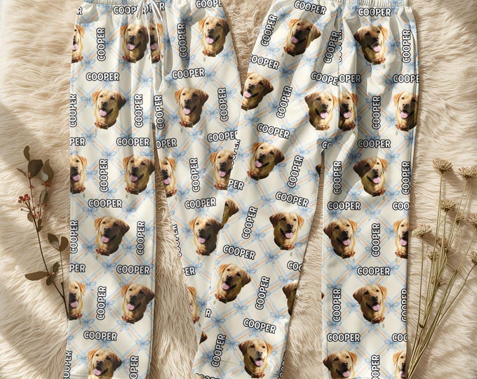 Custom Pet Photo Pajamas, Personalized Pet Sleepwear, Matching Family Outfit, Cute Pet Lover Gift, Custom Pajama Pants Set