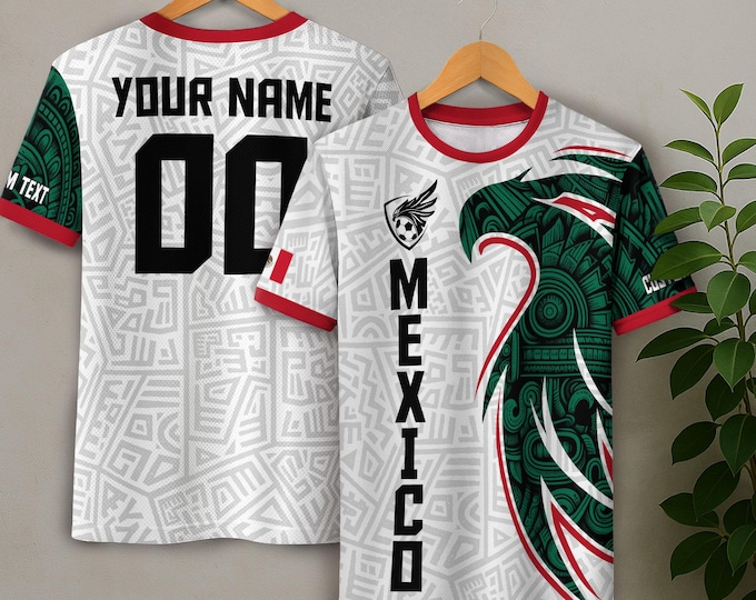 Mexico Soccer Jersey Custom Name Number, Personalized Soccer Shirts for Men & Kids, Soccer Fan Gifts, Game Day Football Jerseys for Players