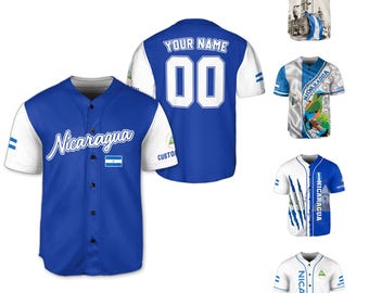 Camiseta de béisbol de Nicaragua personalizada, nombre y número personalizados, camiseta de Nicaragua para hombre, camiseta de béisbol de Nicaragua