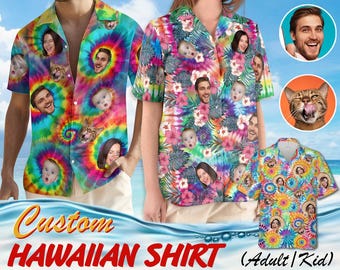 Custom Hawaiian Shirt With Face, Personalized Tie Dye Hawaiian Shirt For Men Women, Funny Aloha Beach Hawaiian Shirt, Banchelor Party Shirt