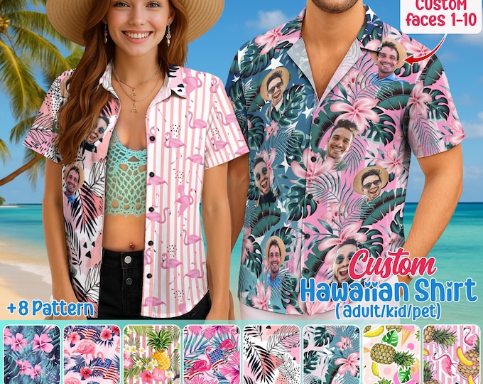 Custom Hawaiian Shirt With Face, Personalized Aloha Hawaiian Shirt, Customize Face for Pet Men Women, Funny Custom Hawaii Beach Party
