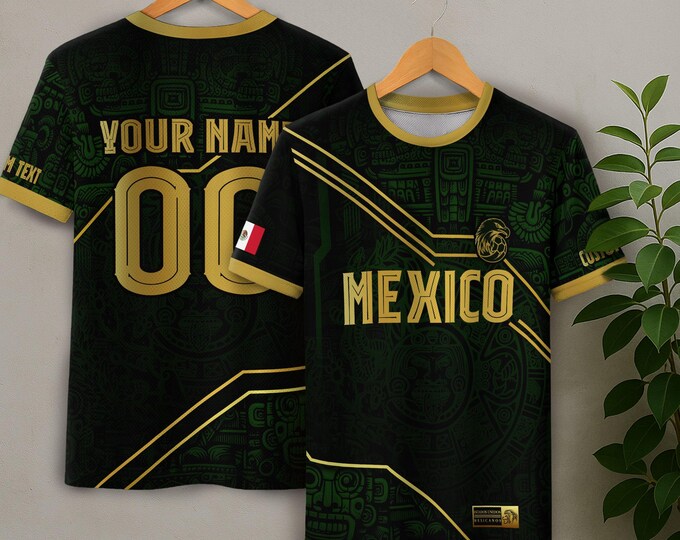 Mexico Soccer Jersey Custom Name Number, Personalized Soccer Shirts for Men & Kids, Soccer Fan Gifts, Game Day Football Jerseys for Players