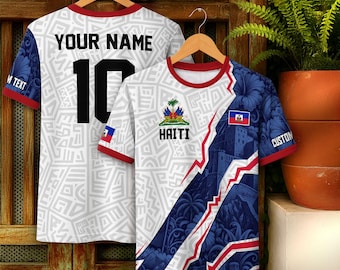 Custom Haitian Soccer Jersey for Men Women & Kids, Personalized Haiti Football Jersey, Haiti Team Inspired Jersey, Game Day Soccer Shirt