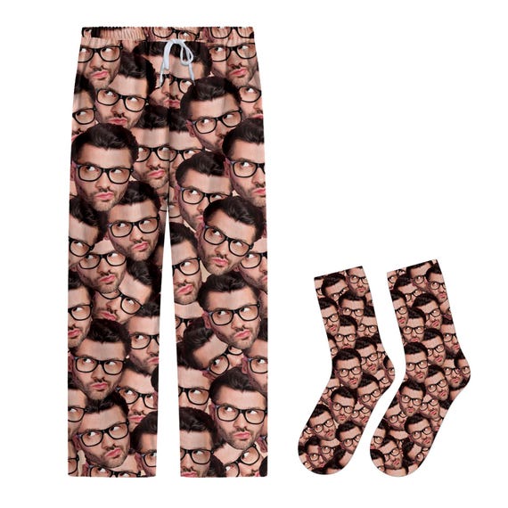 Pantalon Pyjama Personnalisé Homme Femme Avec Photo Visage - Cadeau Unique Doux Et Confortable