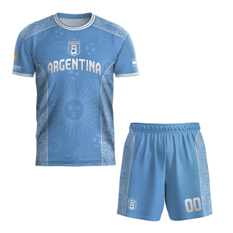 Spersonalizowana koszulka piłkarska reprezentacji Argentyny, spersonalizowana koszulka piłkarska z Twoim imieniem, spersonalizowane koszulki Twojej drużyny Argentyny Design 2