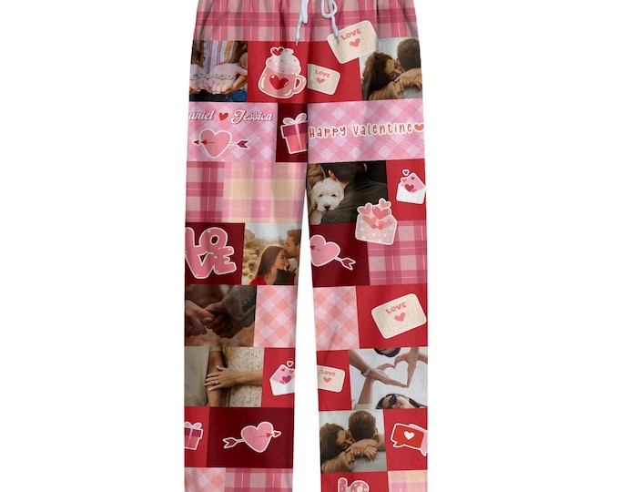 Personalized Pajamas Pants For Men Women, Custom Pajamas With Photo Dog Cat Photo, Customized Pjs Bottoms Gift For Couple, Valentines Gifts
