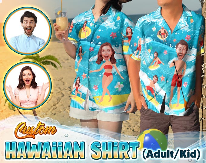 Custom Hawaiian Shirt With Face, Personalized Aloha Hawaiian Shirt, Banchelor Hawaii Shirt for Men Women, Funny Custom Hawaiian Beach Party