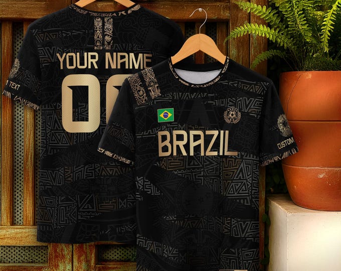 Personalized Brazil Soccer Jersey, Football Apparel, Team Outfit for Players and Fans, Youth and Adult Sizes, Custom Name Print