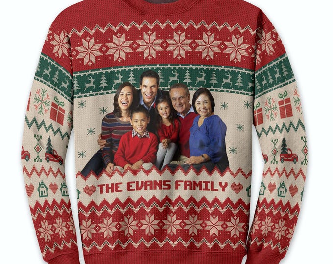 Personalized Photo Family Christmas Ugly Sweater, Custom Matching Shirts, Funny Custom Face Sweatshirt, Family Reunion Festie