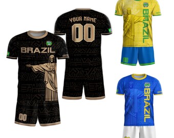Brasilien Fußballtrikot Personalisiert - Mit Namen & Nummer - Für Kinder & Erwachsene - Inklusive Shorts & Socken