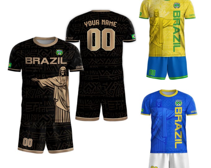 Personalized Brazil Soccer Jersey, Custom Name Brazilian Soccer Jersey Players, Customized Brasil Soccer Jersey For Men and Kid