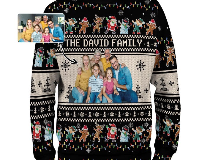 Personalized Photo Family Christmas Ugly Sweater, Custom Matching Shirts, Funny Custom Face Sweatshirt, Family Reunion Festie