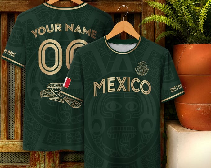 Personalized Mexican Soccer Jersey, Custom Name and Number Jerseys for Men & Kids, Soccer Fans Gift, Game Day Soccer Players Team Shirts