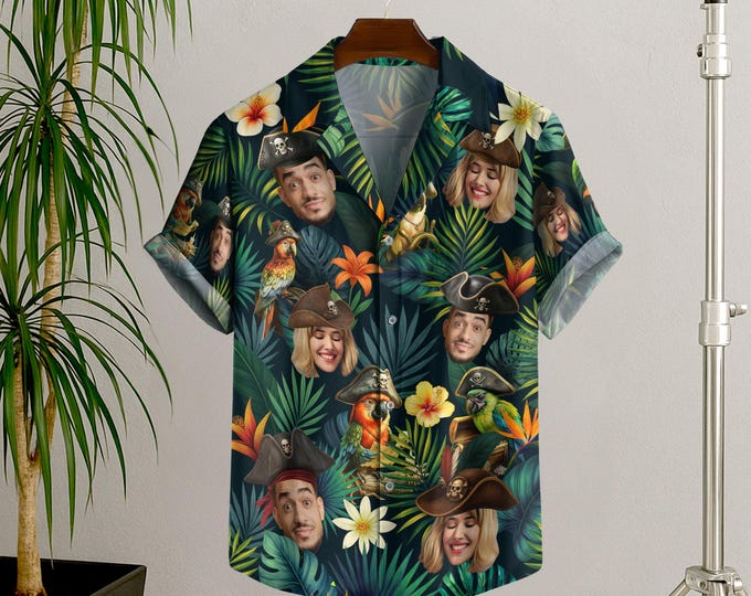 Custom Pirate Hawaii Shirt For Men, Tropical Shirts For Men, Skull Pirate Mens Hawaiian Shirts, Personalized Gift For Pirate Lovers
