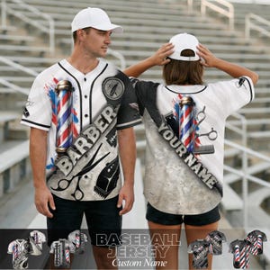 Benutzerdefiniertes Namens-Baseball-Trikot für Friseur, personalisiertes Friseur-Baseball-Trikot, Friseur-Männer-Frauen-Outfit, Friseur-Geschenk, Friseur-Uniform-Team