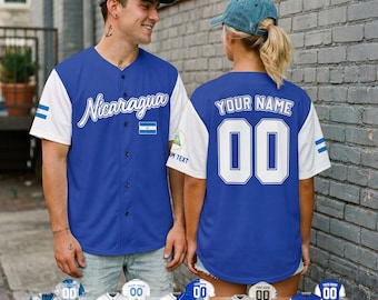 Camiseta de béisbol de Nicaragua personalizada, nombre y número personalizados, camiseta de Nicaragua para hombre, camiseta de béisbol de Nicaragua