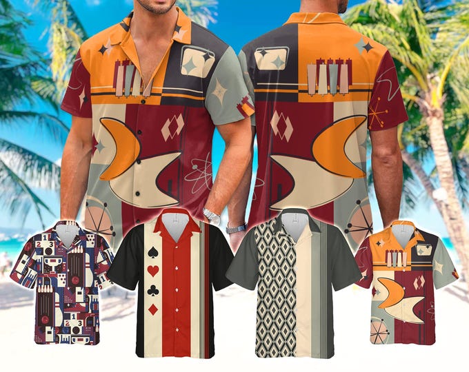 Bowling Shirts For Men, Mens Bowling Shirts, Bowling Shirts Retro, Hawaiian Shirt For Men Women, Neon Bowling Hawaiian Shirt, Bowling Game
