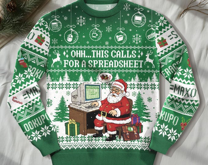 Custom Name This Calls For A Spreadsheet Ugly Sweater, Funny Christmas Jumpers Accounting Gift , Santa Spreadsheet Shirt For Accountant