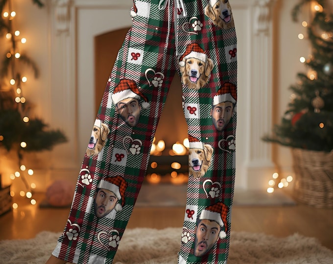Custom Face Pajama Human and Pet, Personalized Pet Pajamas Set, Matching Family Outfit, Cute Christmas Gift for Animal Lovers