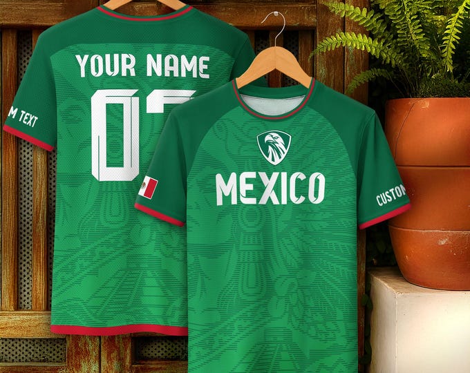 Personalized Mexican Jersey Soccer, Custom Name & Number Mexican Soccer Jerseys, Custom Mexico Soccer Jersey For Men and Kid, Soccer Jerseys
