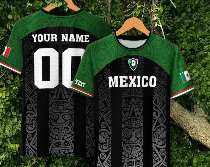 Custom Name Number Soccer Jersey Mexico for Men, Women & Kids, Personalized Mexican Aztec Jersey for Players and Fans, Football Team Shirt