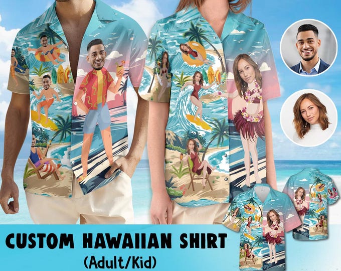 Custom Hawaiian Shirt With Face, Personalized Aloha Hawaiian Shirt, Bachelor Hawaii Shirt for Men Women, Funny Custom Hawaiian Beach Party