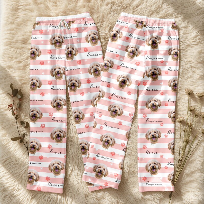 Spersonalizowana piżama ze zdjęciem dla zwierząt, spersonalizowana piżama dla zwierząt, pasujące ubranie rodzinne, uroczy prezent dla miłośnika zwierząt, spersonalizowany zestaw spodni piżamowych zdjęcie 12
