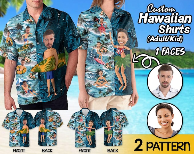 Custom Hawaiian Shirt With Face, Personalized Photo Aloha Hawaiian Shirt, Banchelor Hawaii Shirt for Men Women, Custom Hawaiian Beach Party