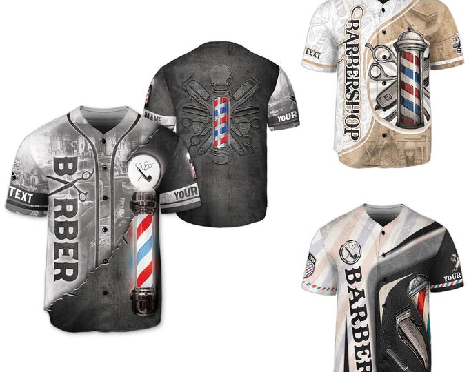 Barber Shirts For Men, Barber Baseball Jersey, Barber Jackets For Men, Custom Barber Smock, Barber Vest For Men, Barber Uniform Jerseys