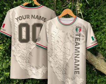 Gepersonaliseerde voetbalshirt voor heren en kinderen, print je logonummer en teamnaam, aangepast Mexicaans voetbalshirt 2026, outfit voor wedstrijddag