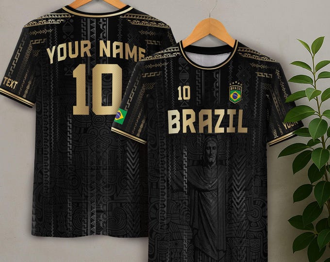 Personalized Brazil Soccer Jersey, Custom Name Brazilian Soccer Jersey Players, Customized Brasil Soccer Jersey Game Day For Men and Kid