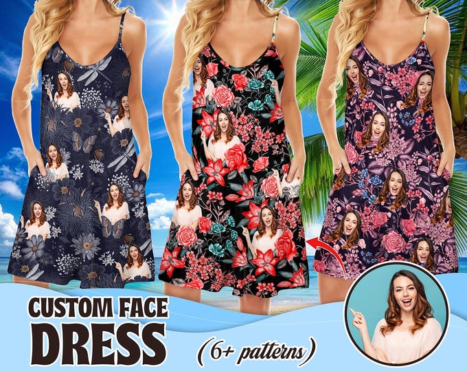 Custom Hawaiian Dress With Face, Personalized Aloha Hawaiian Dress, Customize Face for Pet Men Women, Funny Custom Hawaii Dress Beach Party