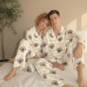 Spersonalizowana piżama ze zdjęciem dla zwierząt, spersonalizowana piżama dla zwierząt, pasujące ubranie rodzinne, uroczy prezent dla miłośnika zwierząt, spersonalizowany zestaw spodni piżamowych zdjęcie 7