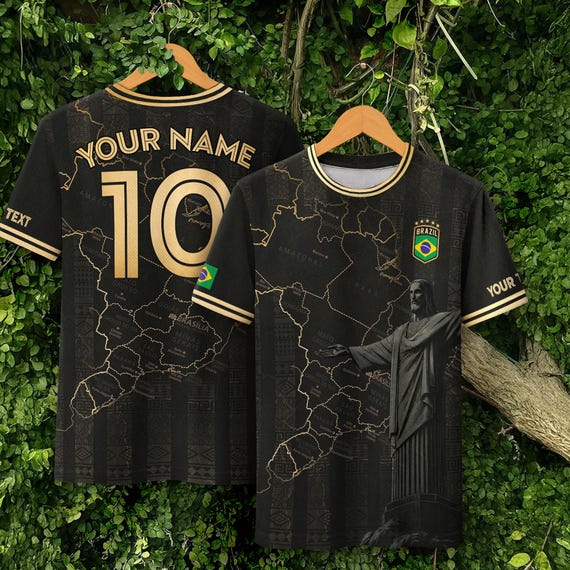 Camisa de futebol do Brasil personalizada, camisa de futebol