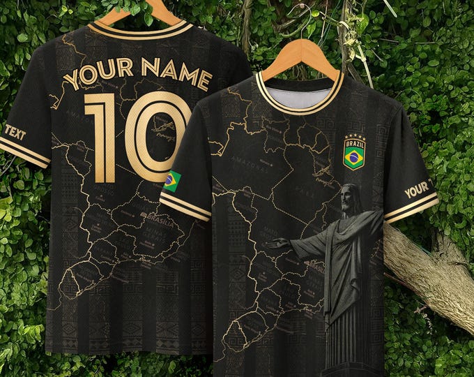 Personalized Brazil Soccer Jersey, Custom Name Brazilian Soccer Jersey Players, Customized Brasil Soccer Jersey Game Day For Men and Kid