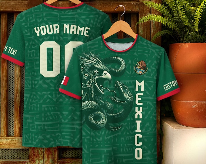 Mexico Soccer Jersey Custom Name Number, Personalized Soccer Shirts for Men & Kids, Soccer Fan Gifts, Game Day Football Jerseys for Players