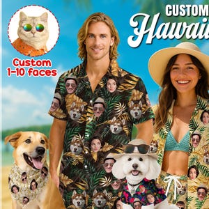 Custom Hawaiian Shirt With Face, Personalized Aloha Hawaiian Shirt, Customize Face for Pet Men Women, Funny Custom Hawaii Dress Beach Party
