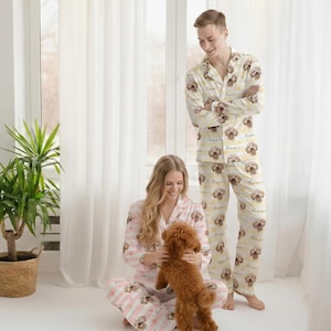 Spersonalizowana piżama ze zdjęciem dla zwierząt, spersonalizowana piżama dla zwierząt, pasujące ubranie rodzinne, uroczy prezent dla miłośnika zwierząt, spersonalizowany zestaw spodni piżamowych zdjęcie 9