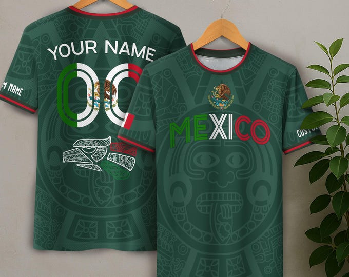 Mexico Soccer Jersey Custom Name Number, Personalized Soccer Shirts for Men & Kids, Soccer Fan Gifts, Game Day Football Jerseys for Players