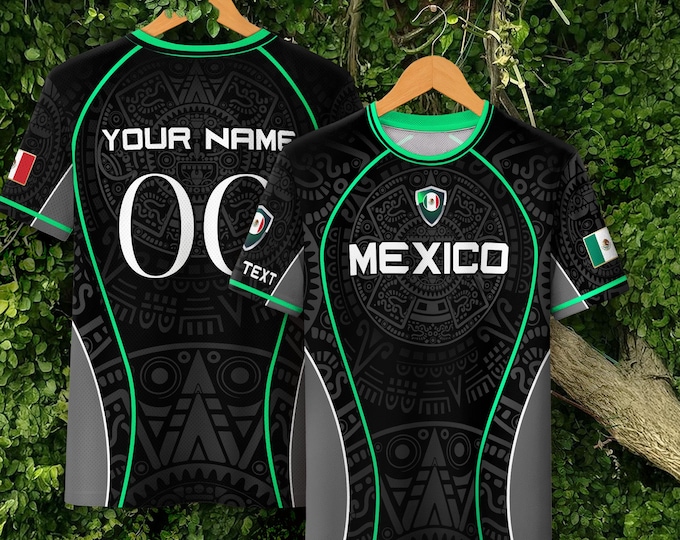 Custom Mexico Soccer Jersey for Men, Women and Kids, Mexican Aztec Football Shirt,  Football & Soccer Team Jersey, Outfit Soccer Lovers