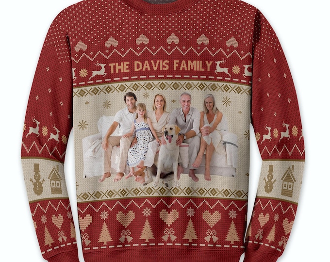 Personalized Photo Family Christmas Ugly Sweater, Custom Matching Shirts, Funny Custom Face Sweatshirt, Family Reunion Festie