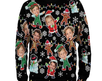 Custom Face Christmas Sweatshirt For Men Women, Custom Ugly Sweatshirt, Personalized Pet Christmas Sweatshirt, Funny Custom Face Sweatshirt